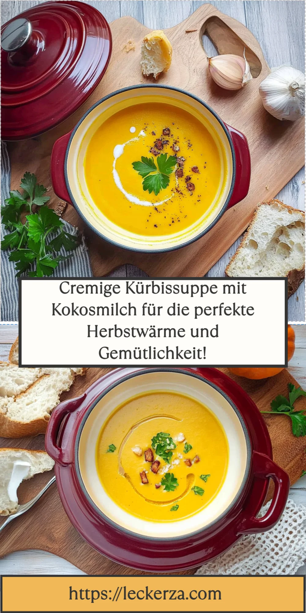 Cremige Kürbissuppe mit Kokosmilch für die perfekte Herbstwärme und Gemütlichkeit!