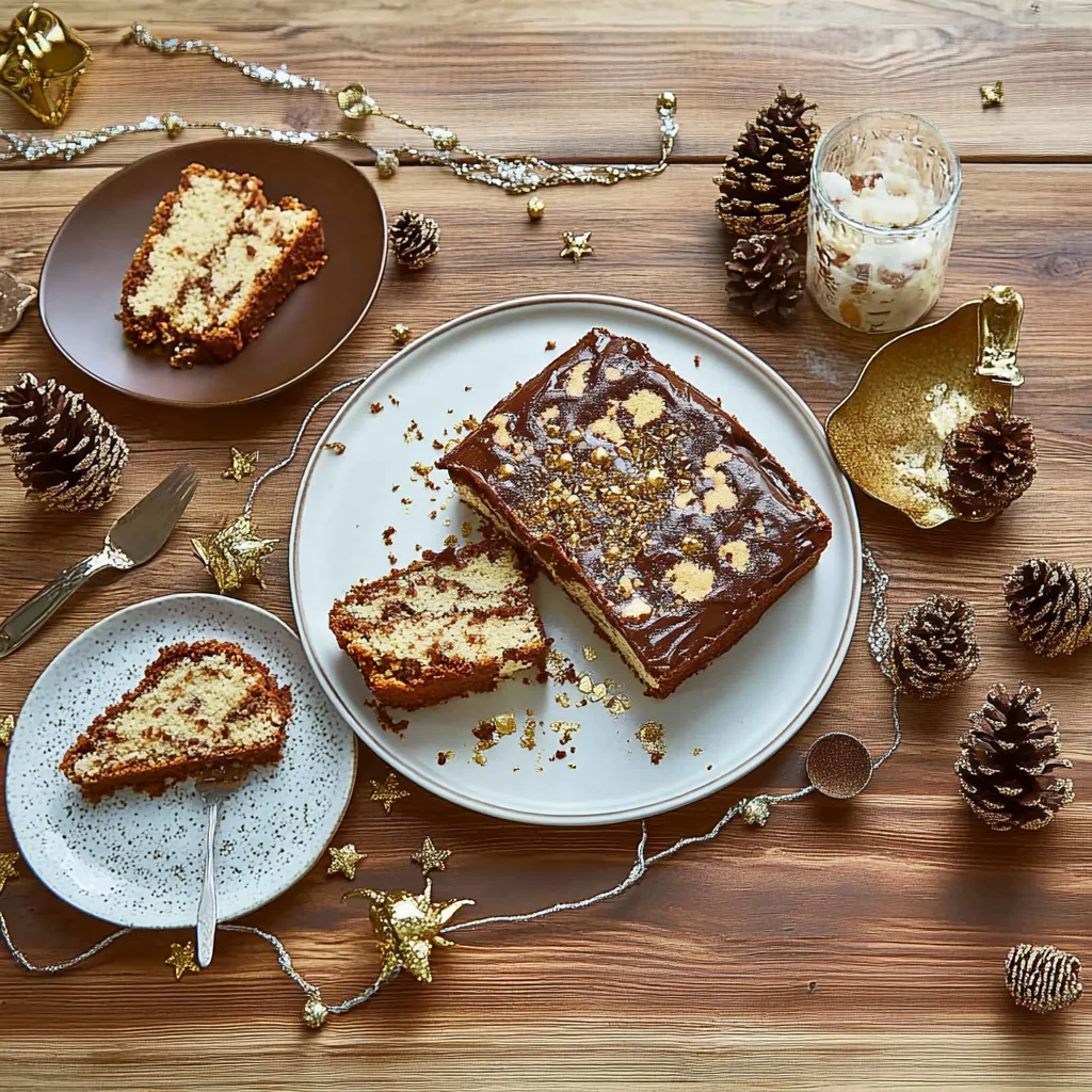 Zimtkuchen mit Schokoglasur und Goldflocken – Einfaches Rezept für einen himmlischen Genuss