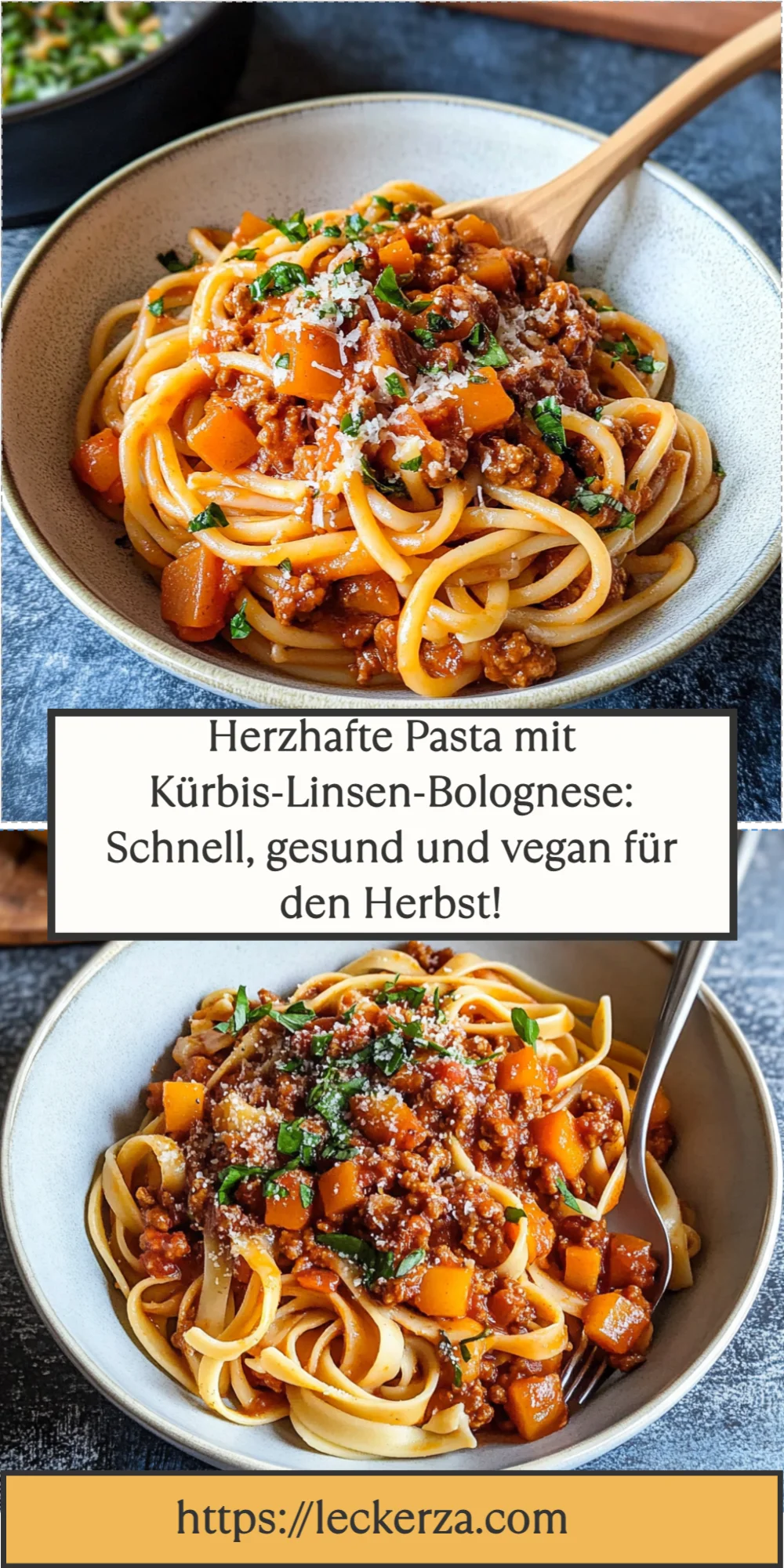 Herzhafte Pasta mit Kürbis-Linsen-Bolognese: Schnell, gesund und vegan für den Herbst!