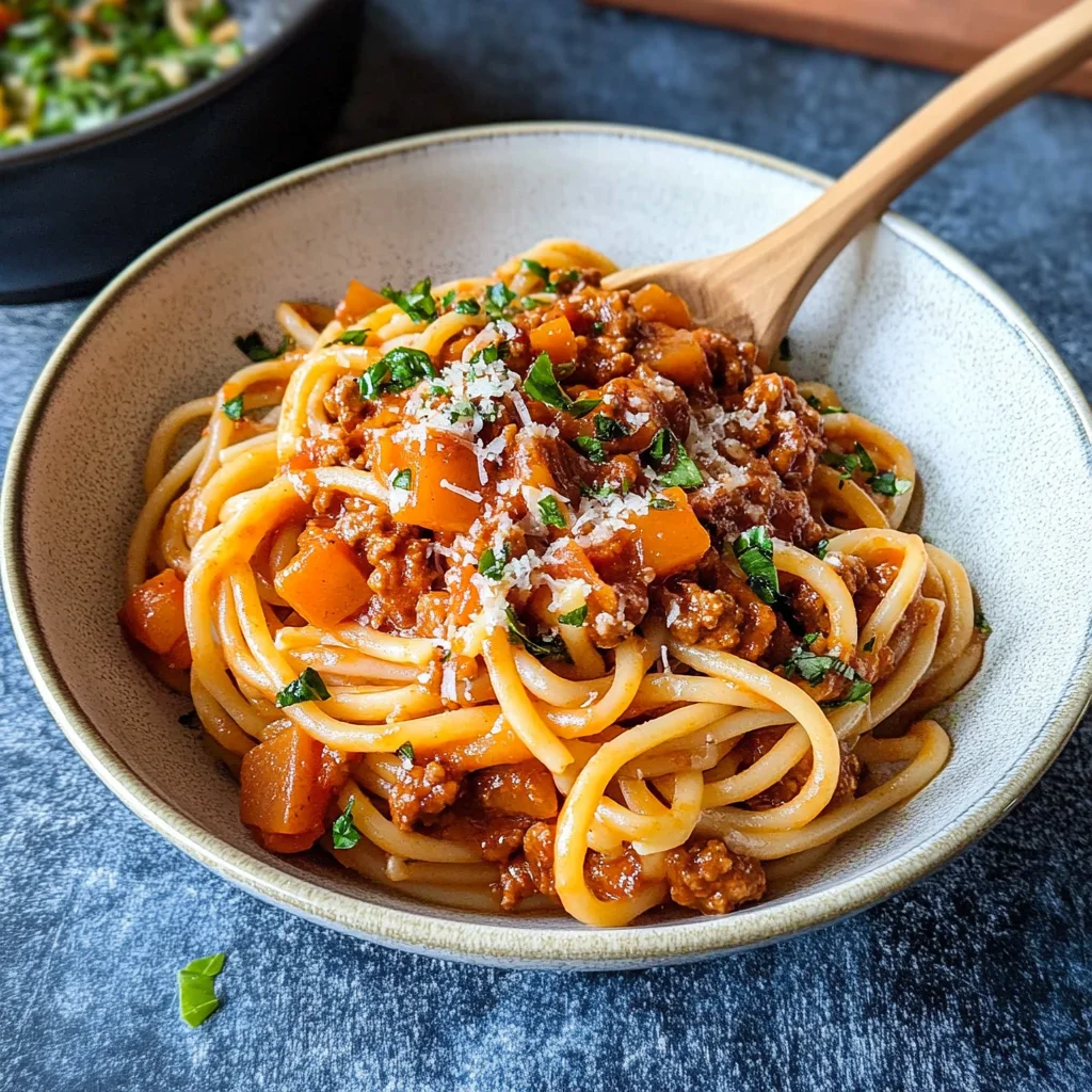 pasta mit kürbis-linsen-bolognese